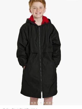 Sporti Comfort Fleece-Lined Swim Parka Youth black with red lining size small